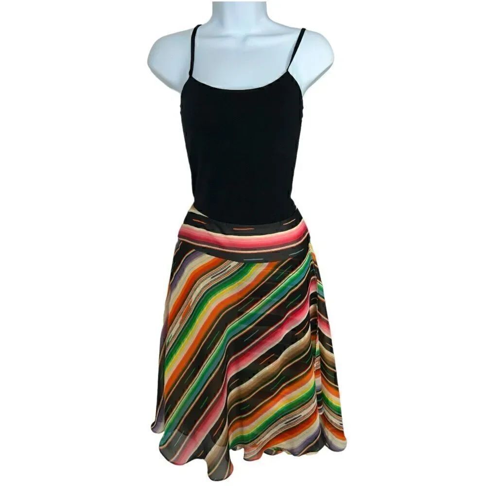 Lauren Ralph Lauren Wrap Skirt Green Orange Brown Lined Size 10P